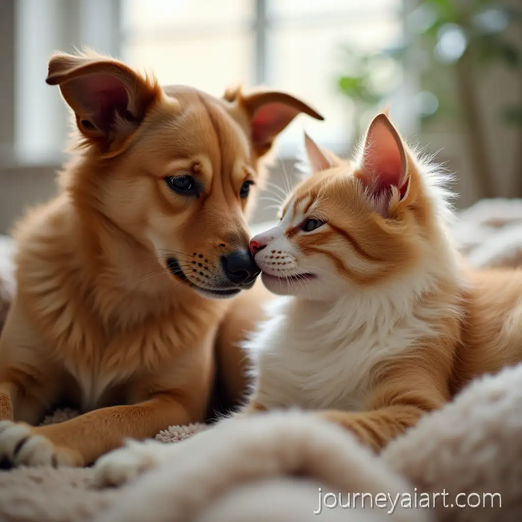 Adorable-Dog-and-Cat-Sharing-a-MomentDog-and-cat-love-of-Love