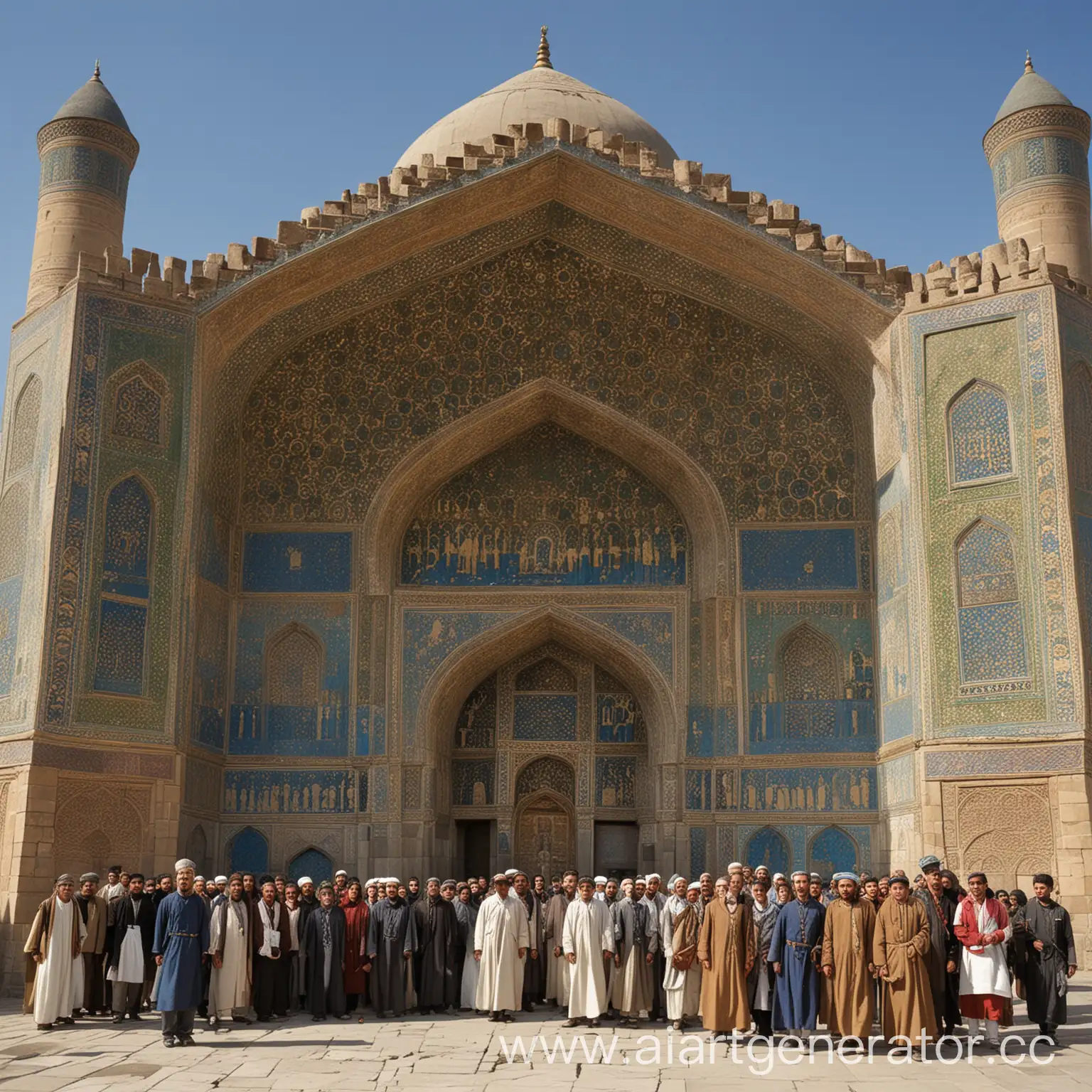 Historical-Registan-Square-in-Samarkand-People-of-the-15th-Century