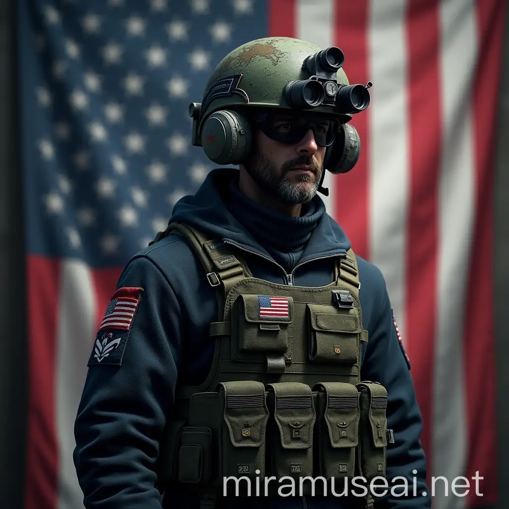 Escape from Tarkov Trader with Ops Core Helmet and Night Vision Googles