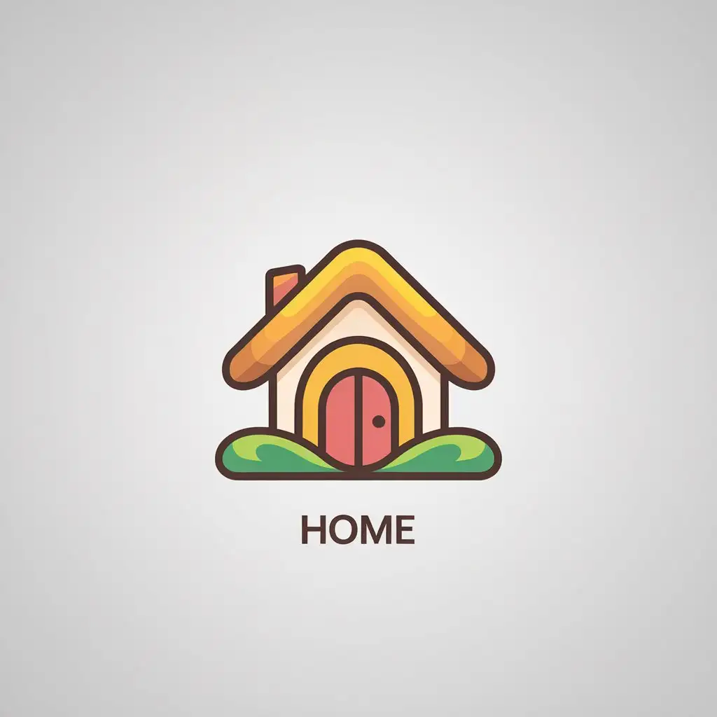 LOGO Design For HOME Warm and Colorful House Symbol on Clear Background