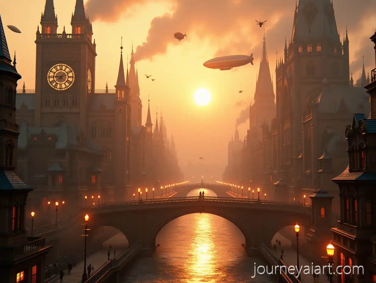 UltraRealistic-Victorian-Steampunk-Cityscape-at-Golden-Hour-with-Airships-and-Mechanical-Bridges