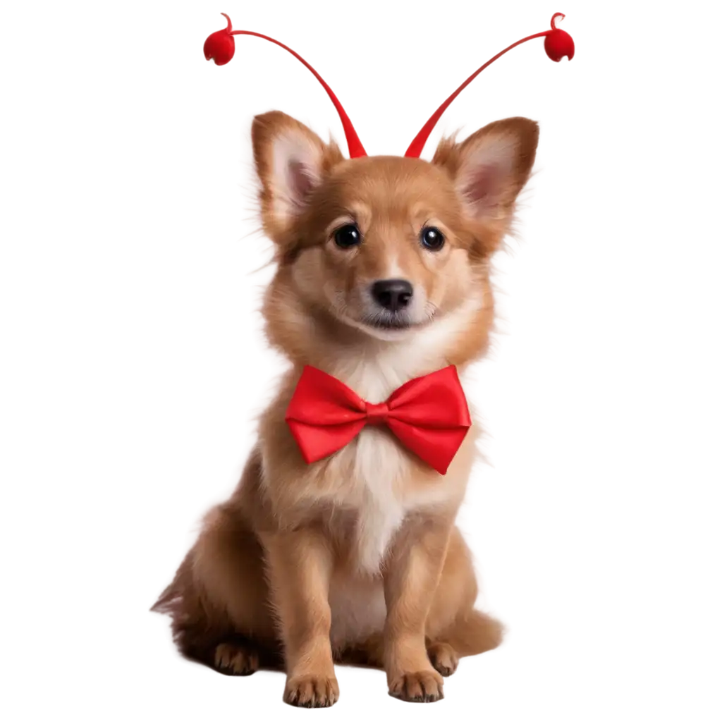 Adorable-Cute-Doggie-with-a-Big-Red-Bow-and-Butterflies-PNG-Image-for-Perfect-Clarity