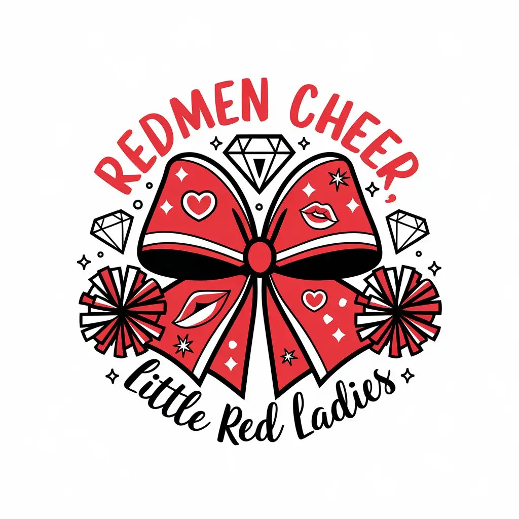 LOGO Design for Redmen Cheer Cheerleading Bow Diamonds Lipgloss Hearts Pom Poms Theme