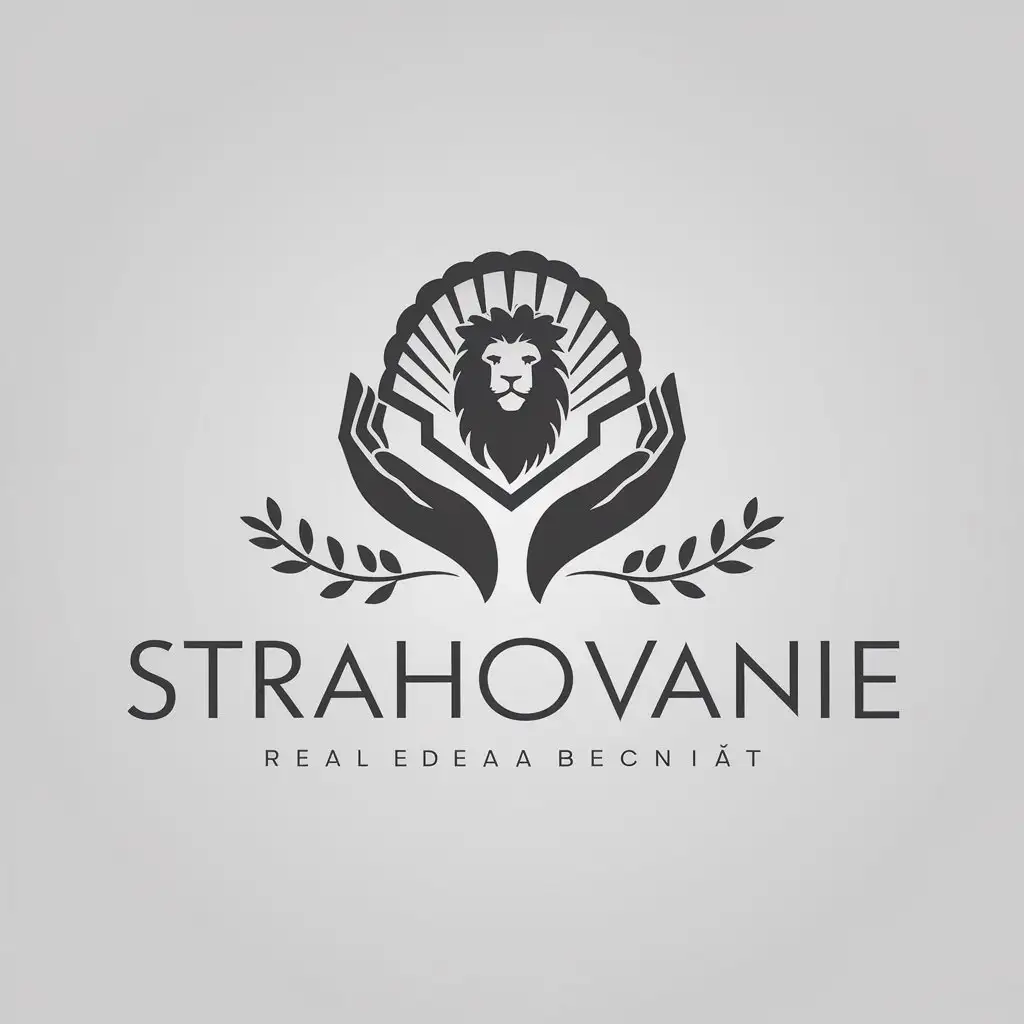 LOGO Design For Strahovanie Shield with Lion and Wreaths Clear Background