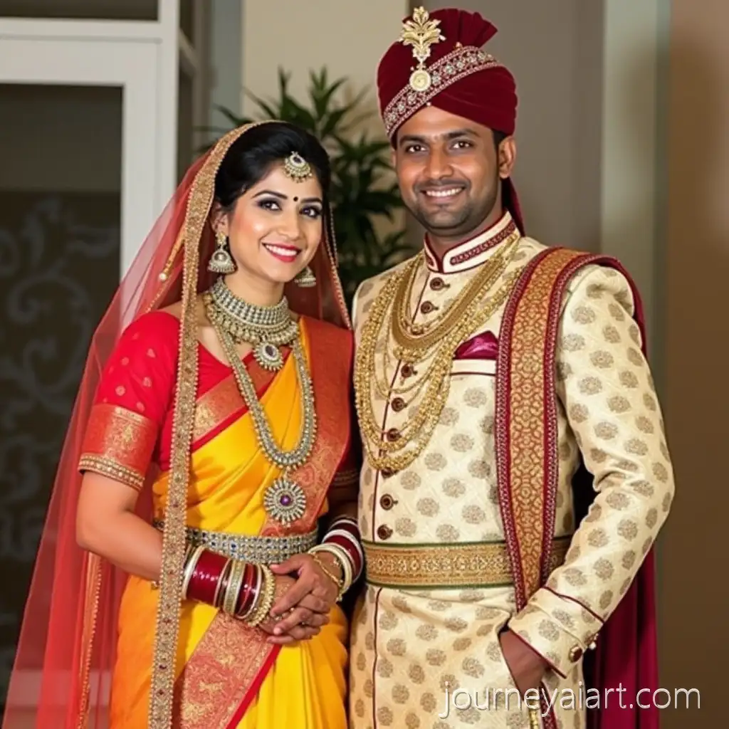 South-Indian-Wedding-Ceremony-withHappy-multicultural-wedding-Bride-and-Groom-in-Traditional-Attire