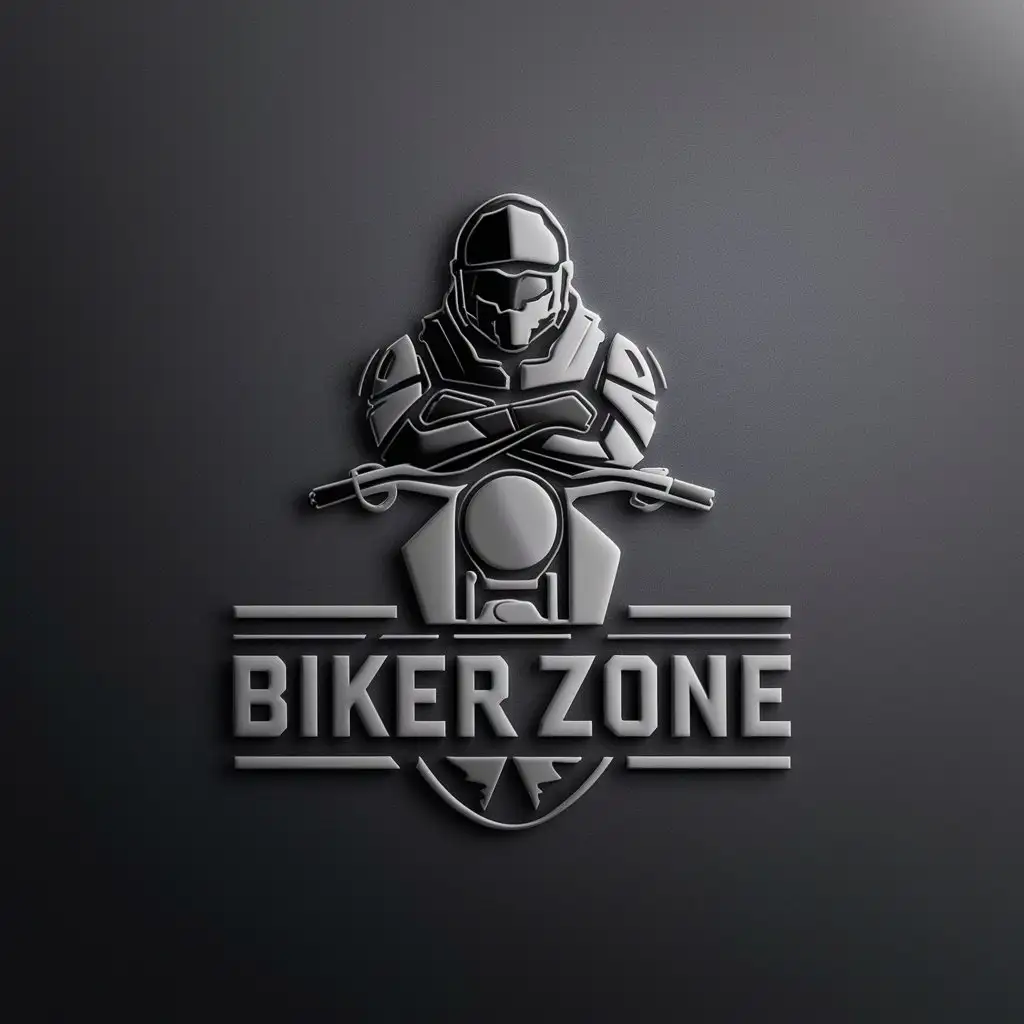 LOGO Design For Biker Zone Minimalistic Black White Spartan Silhouette on Motorcycle