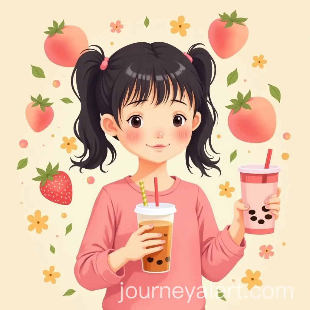 Young-Girl-Holding-Bubble-Milk-Tea-with-Floating-Peaches-and-Strawberries