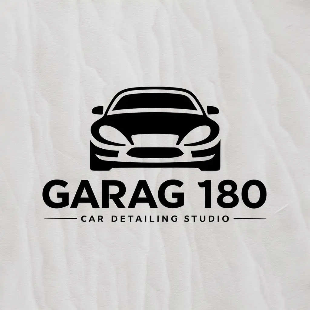 a vector logo design,with the text "GARAG 180", main symbol:A car with headlights on,Moderate,be used in Car detailing studio industry,clear background