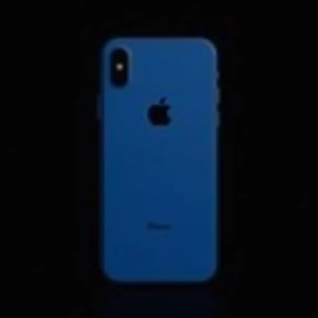 Blue iPhone in black background