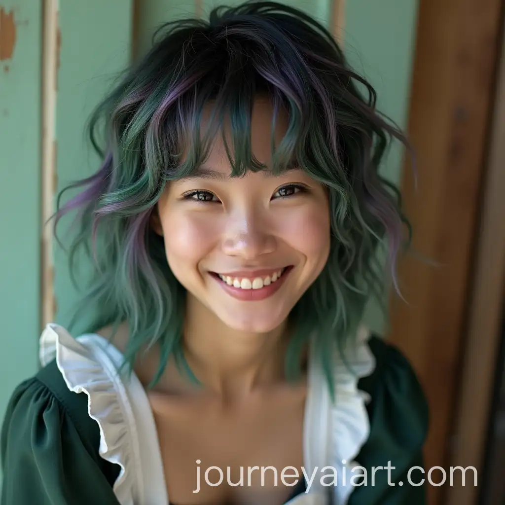 Cute-Asian-Woman-in-Maid-Dress-in-PostApocalyptic-World