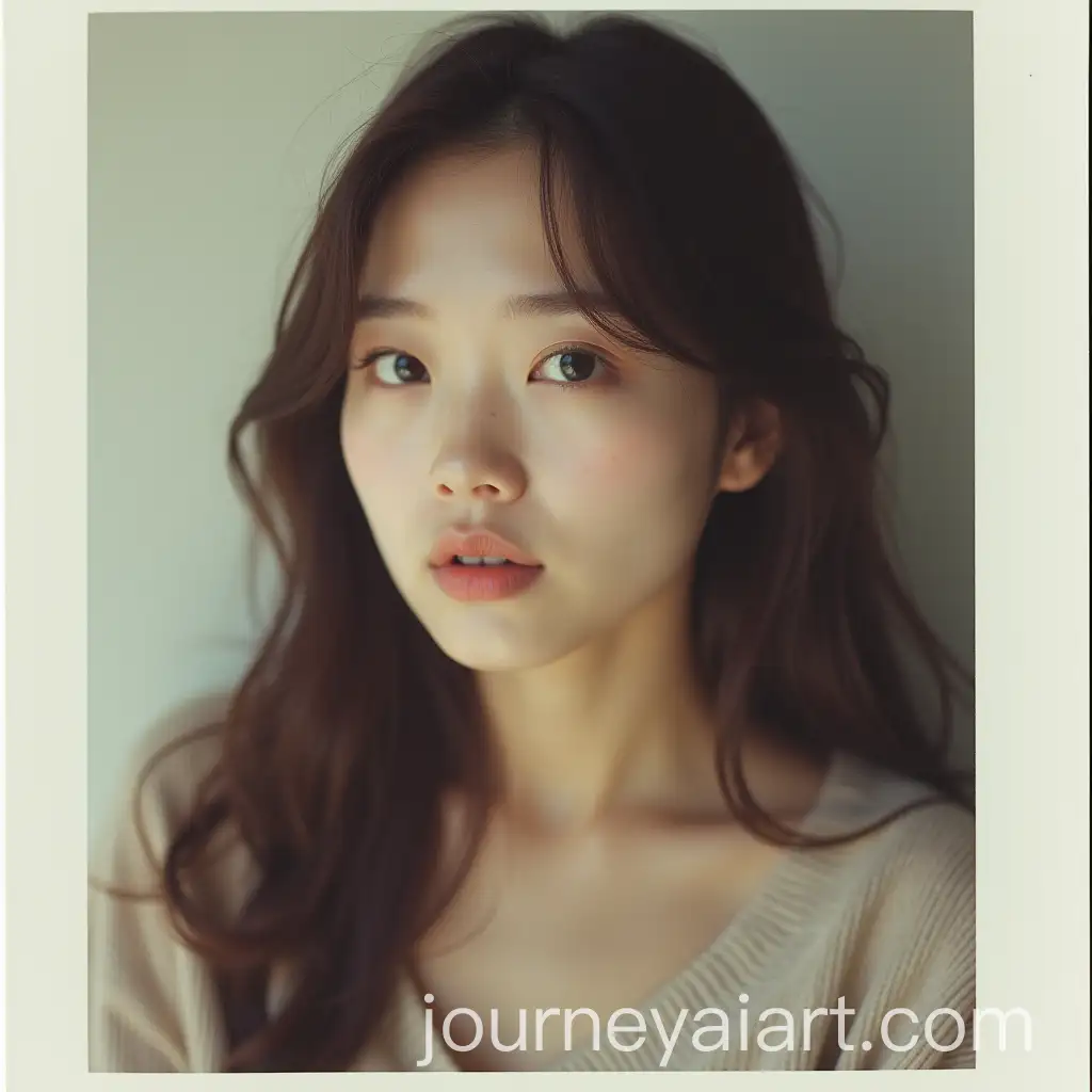 Portrait-of-a-Japanese-Girl-with-Brown-Hair-Shot-on-a-Polaroid-Camera