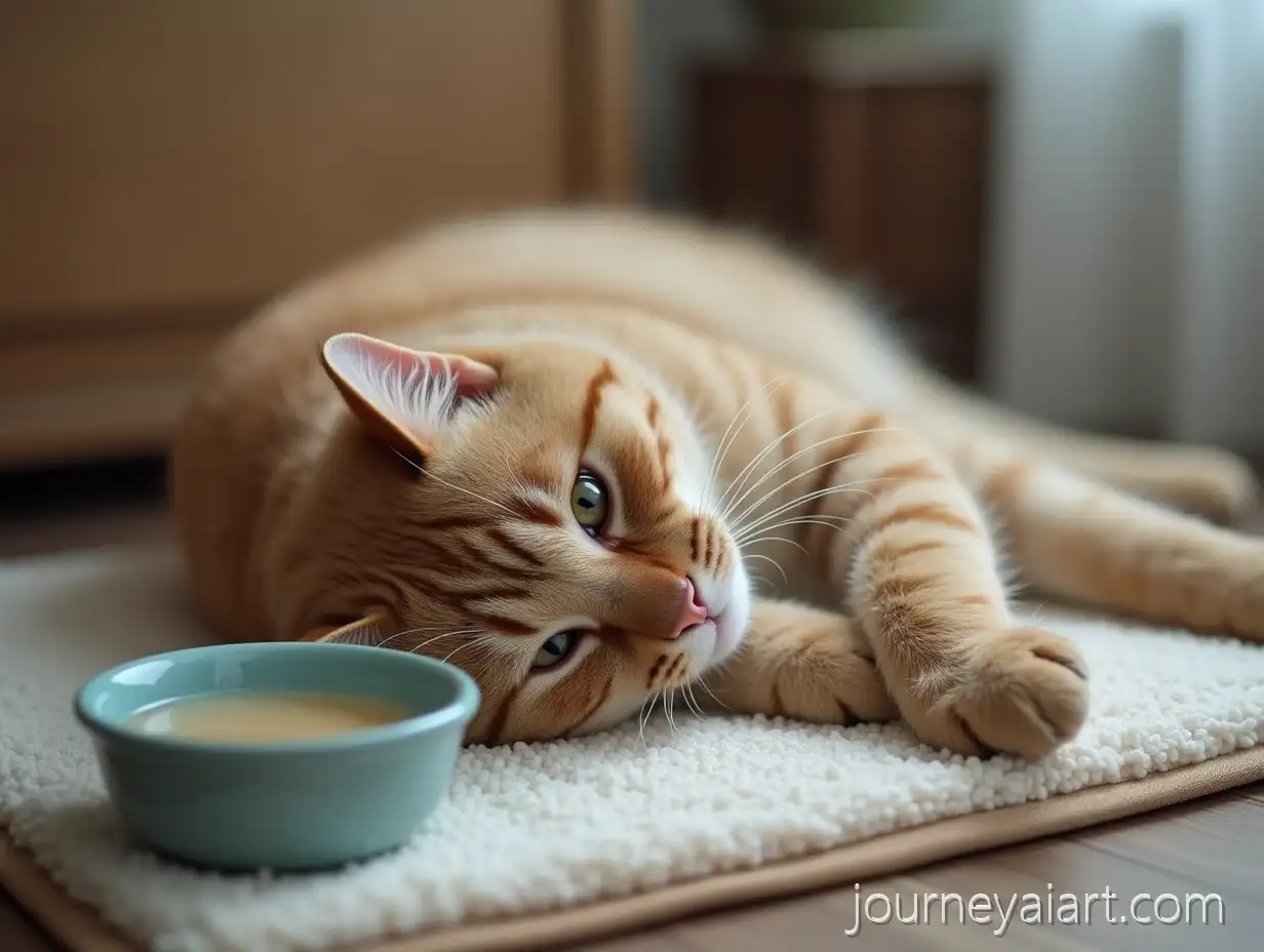 Senior-Cat-RelaxSenior-cat-on-heated-pading-on-Heated-Pad-with-Bowl-of-Water