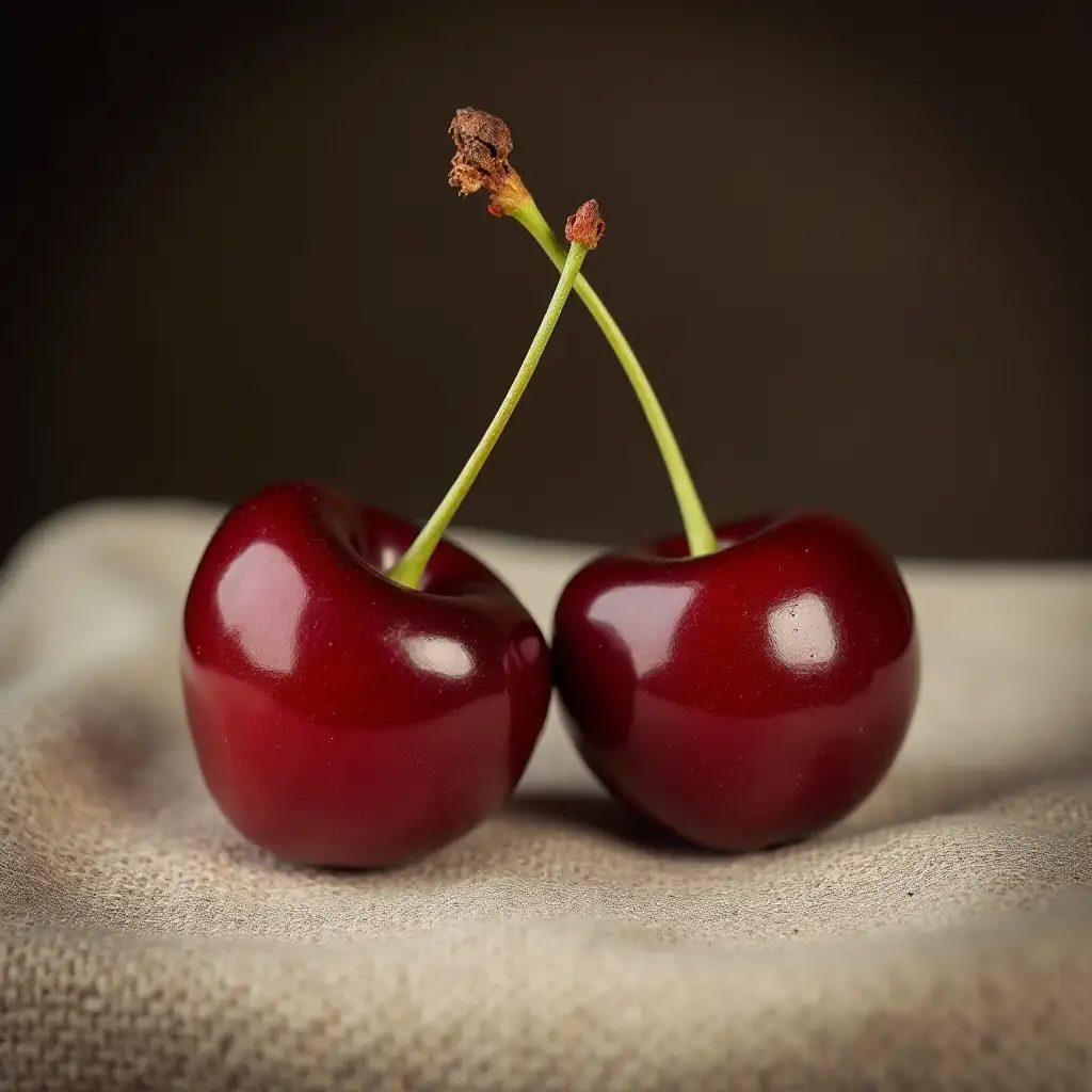 Photorealistic-Still-Life-of-Cherries-on-Vintage-Cloth