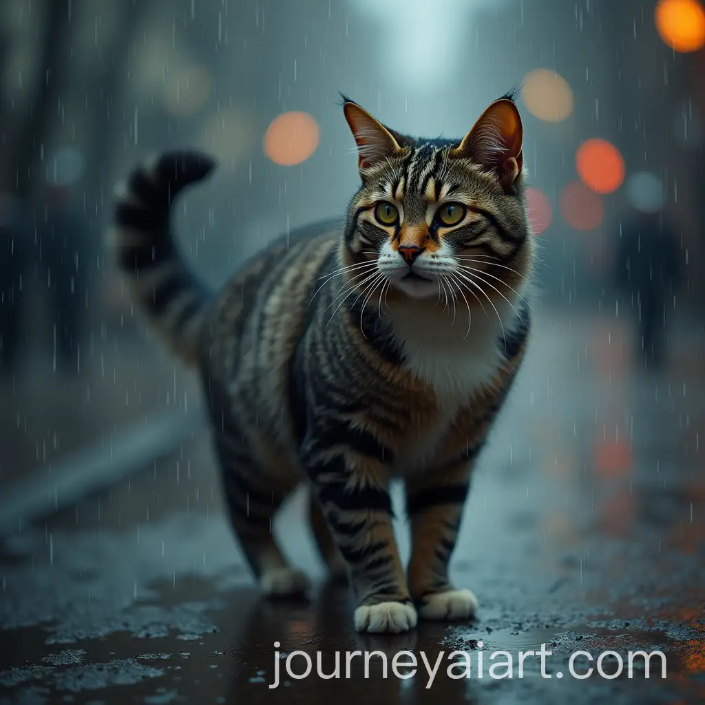Cat-in-the-Rain-on-a-Quiet-Street