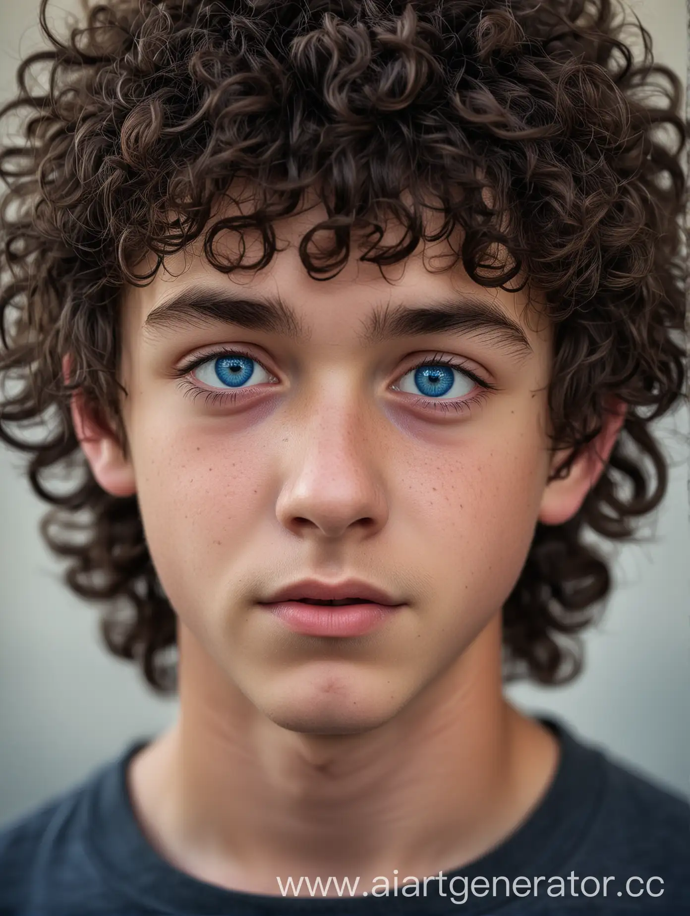 Portrait-of-a-Mischievous-15YearOld-Boy-with-Curly-Hair-and-Blue-Eyes