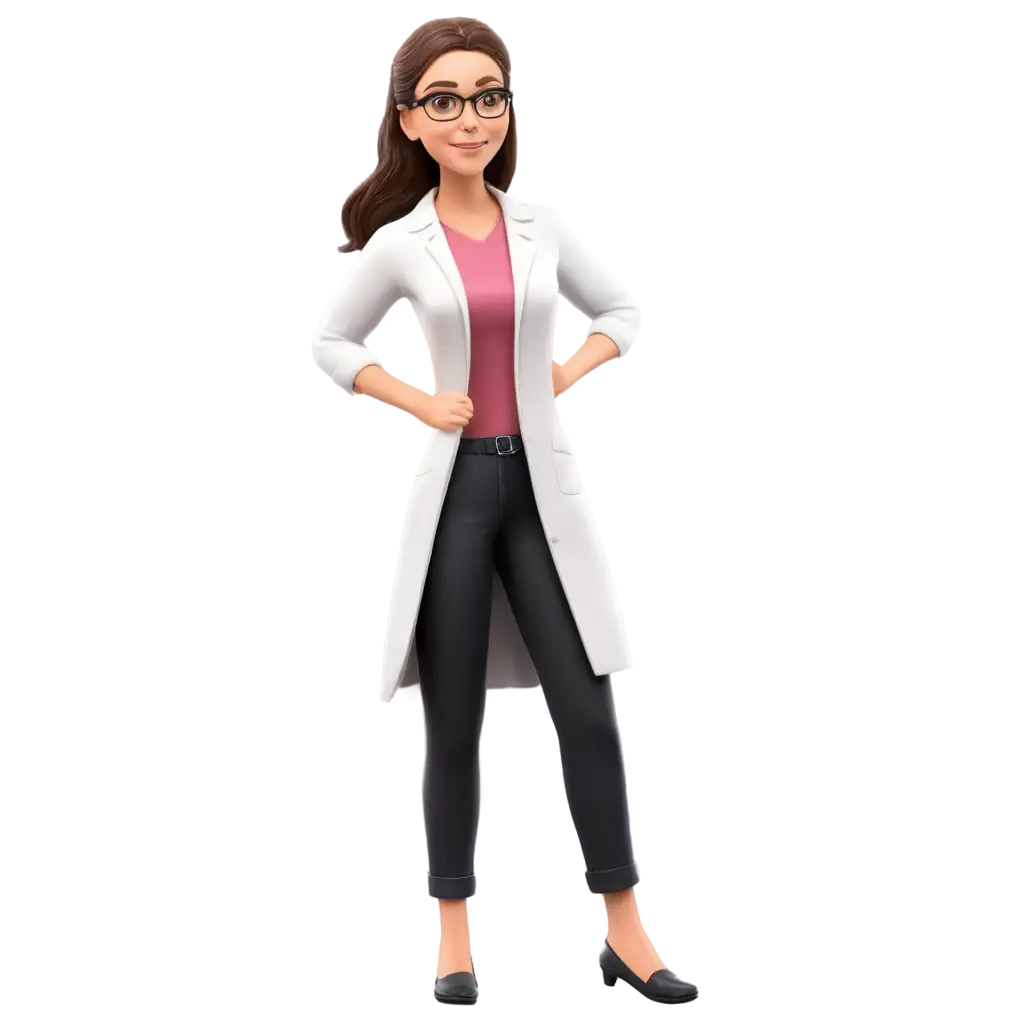 Professional-Female-Doctor-Wearing-Dark-Pants-and-White-Flat-Shoes-3D-Illustration-Free-PNG