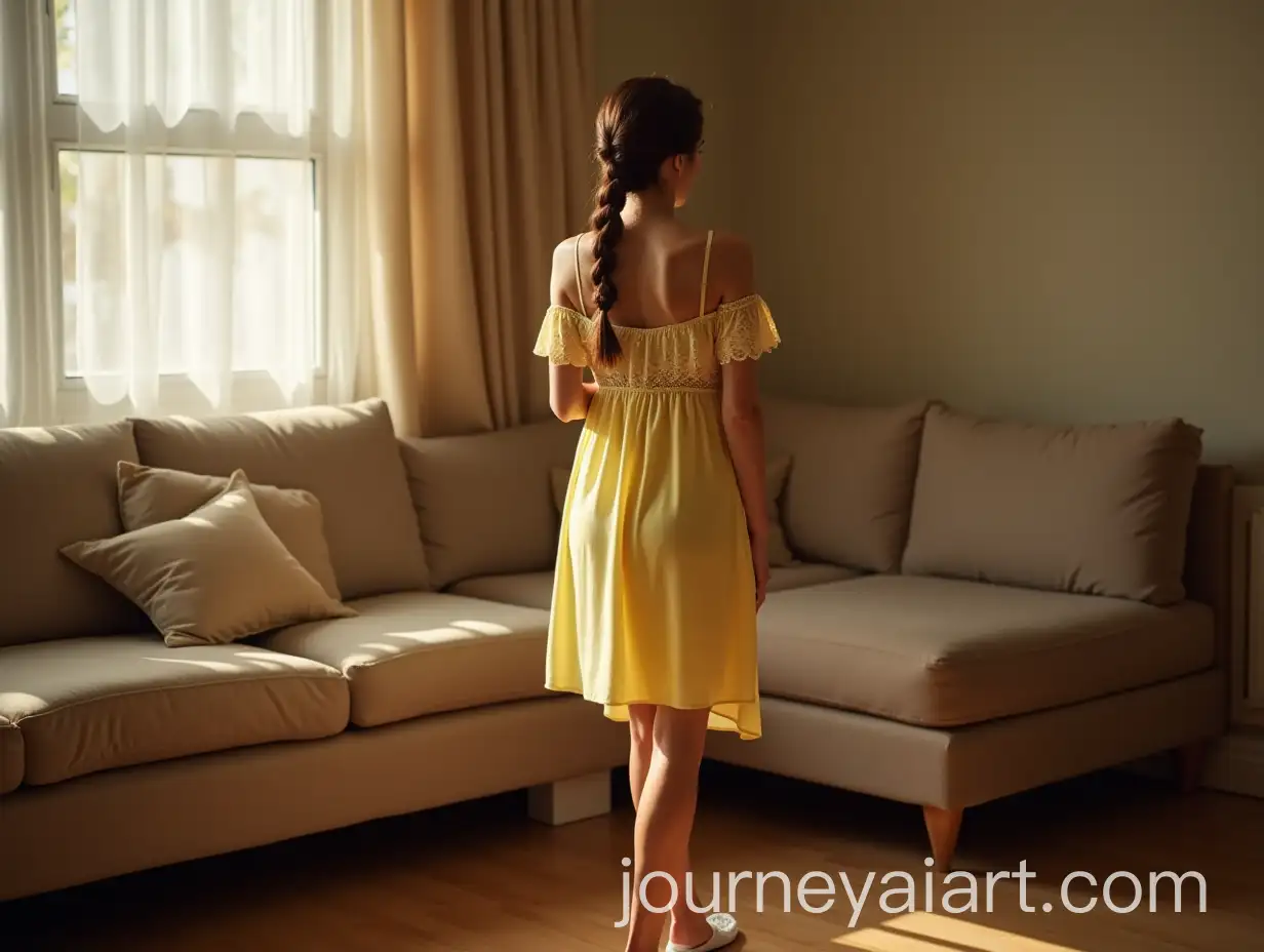 Beautiful-25YearOld-Woman-in-Yellow-Lace-Nightgown-Posing-Elegantly-in-Romantic-Room