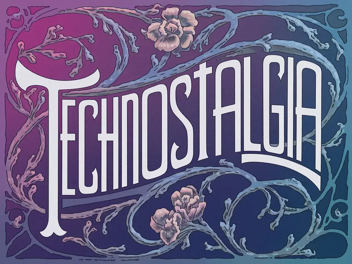 HandDrawn-Art-Nouveau-Illustration-of-TECHNOSTALGIA-Word-Art