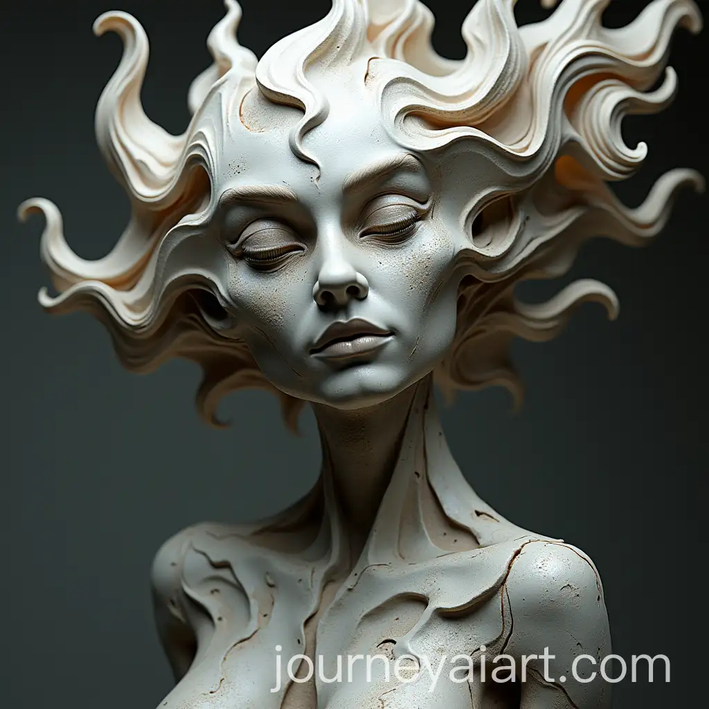 Surreal-Cubist-Metallic-Face-Sculpture