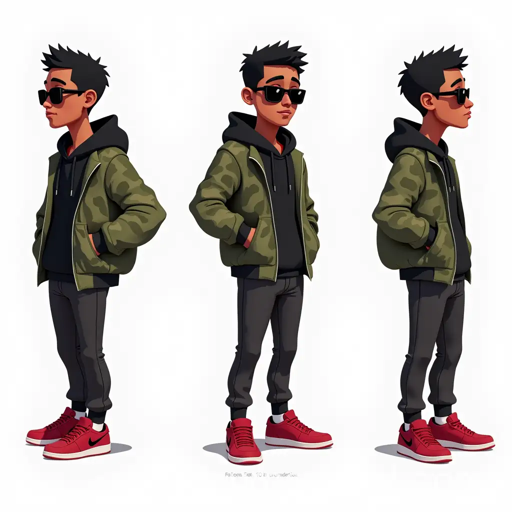 Young-African-American-Man-in-Stylish-Urban-Outfit-with-Multiple-Poses-and-Expressions