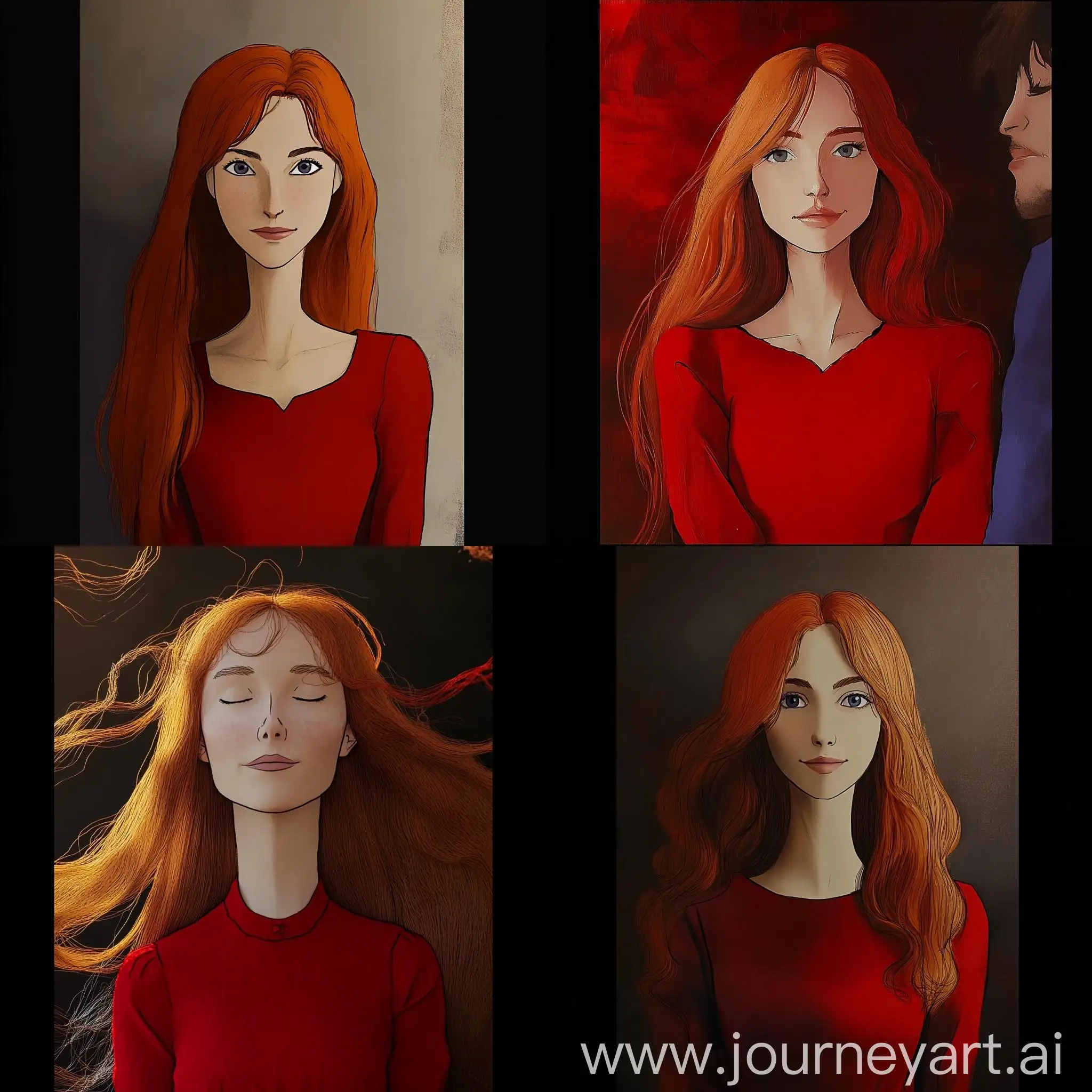 Girl-with-Long-Red-Hair-in-Red-Blouse