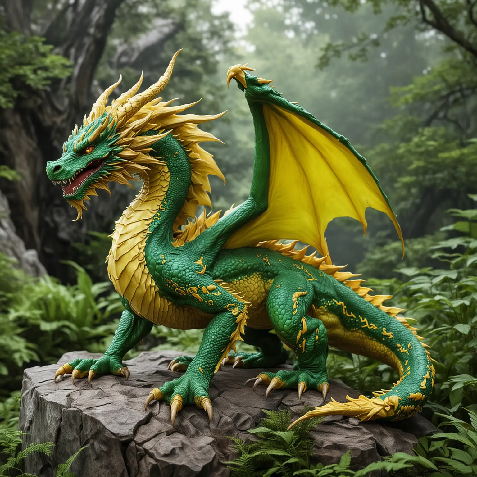 Majestic Green Dragon in Full Growth Fantasy Art