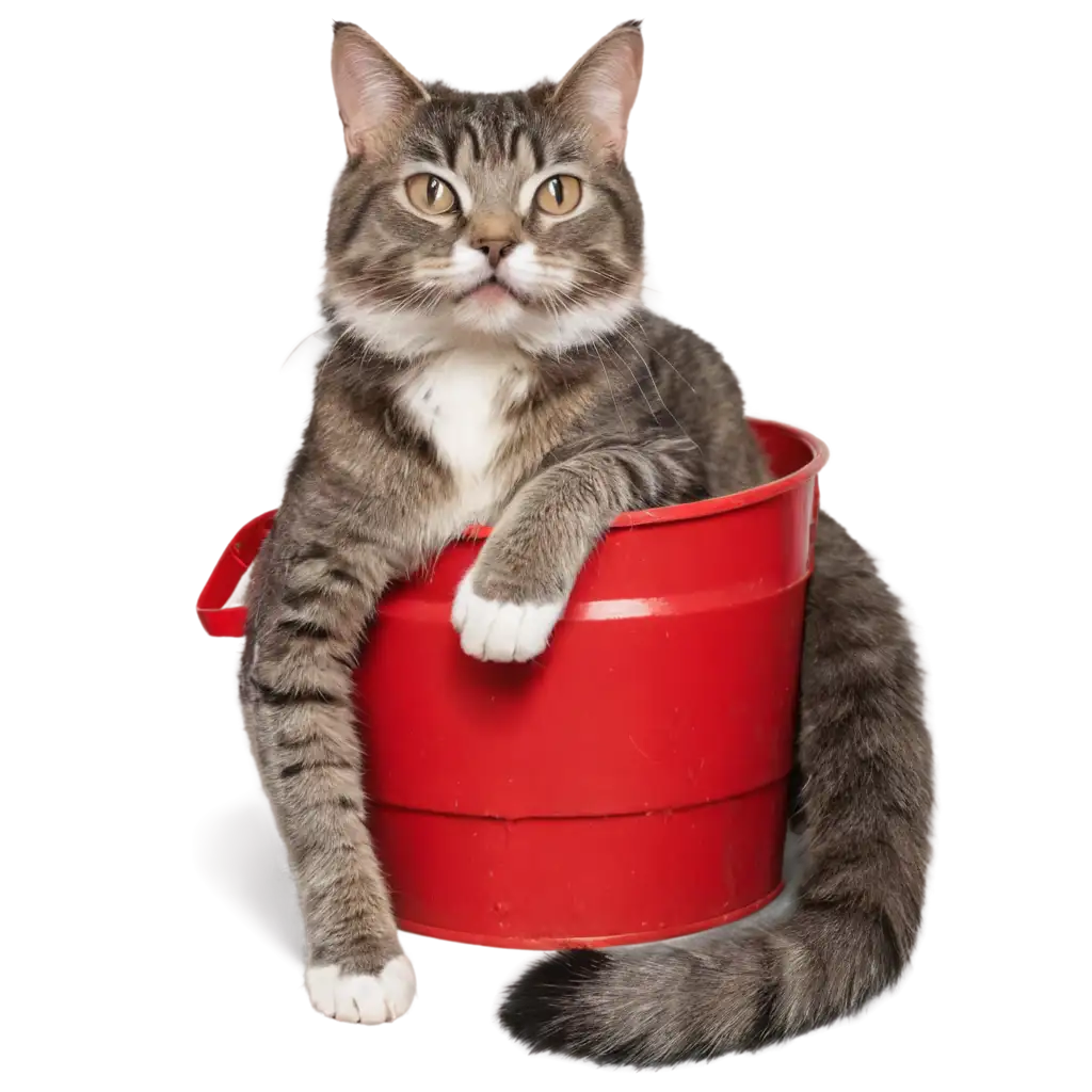 A-Cute-Cat-Sitting-on-a-Red-Bucket-HighQuality-PNG-for-Your-Creative-Projects