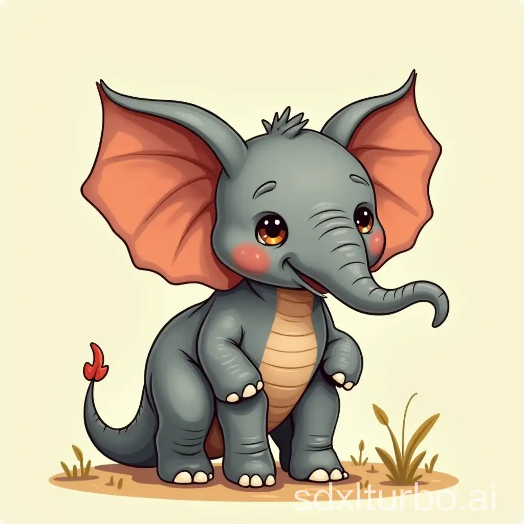 Cute-Comic-Dinofant-Playful-DinosaurElephant-Hybrid