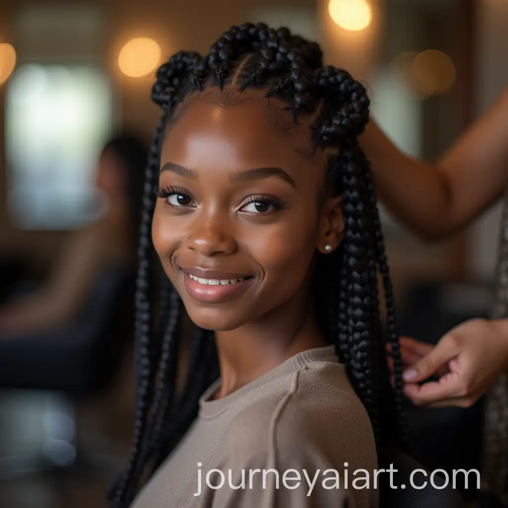 Young-Black-Woman-Getting-Hair-Braided-in-Salon
