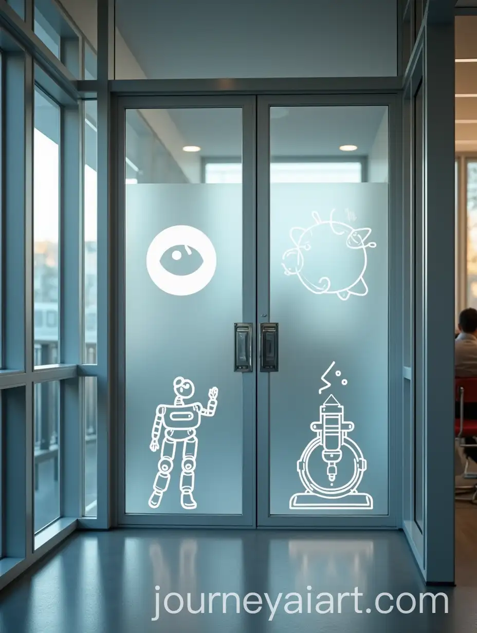 Futuristic-Scienceeye-Glass-Door-Sign-for-HighTech-Secondary-School