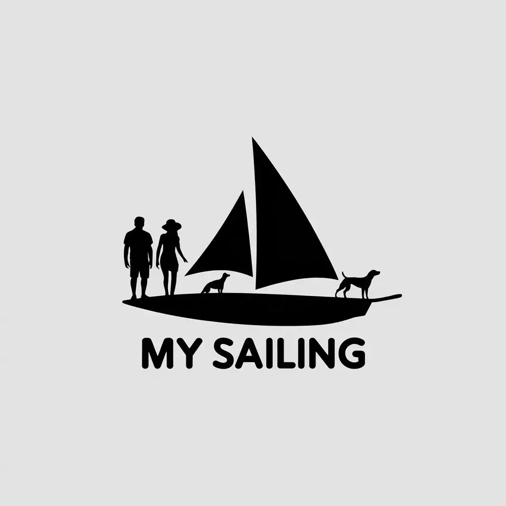 LOGO Design for My Sailing Vector Sailing Boat with Partner Dogs and Minimalistic Style