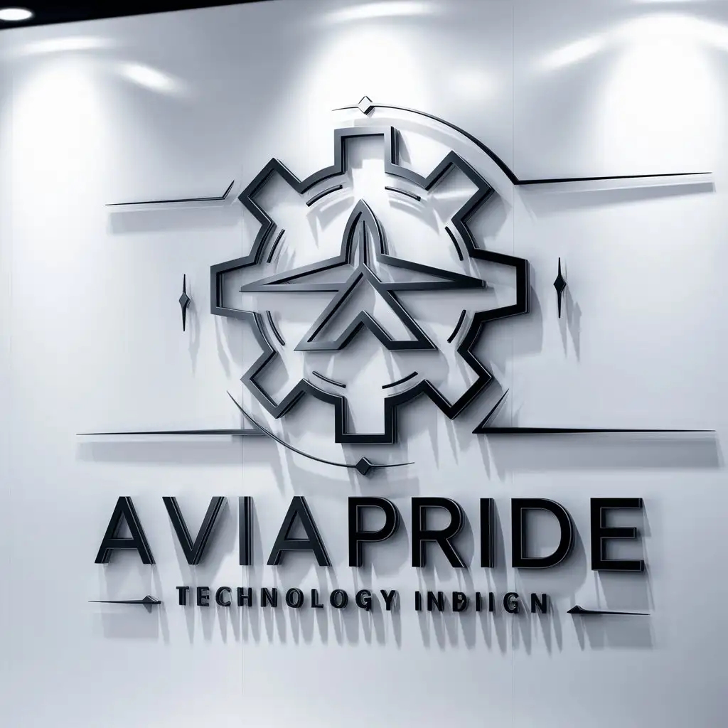 a logo design,with the text "AviaPride ", main symbol:Gear and airplane,complex,be used in Technology industry,clear background