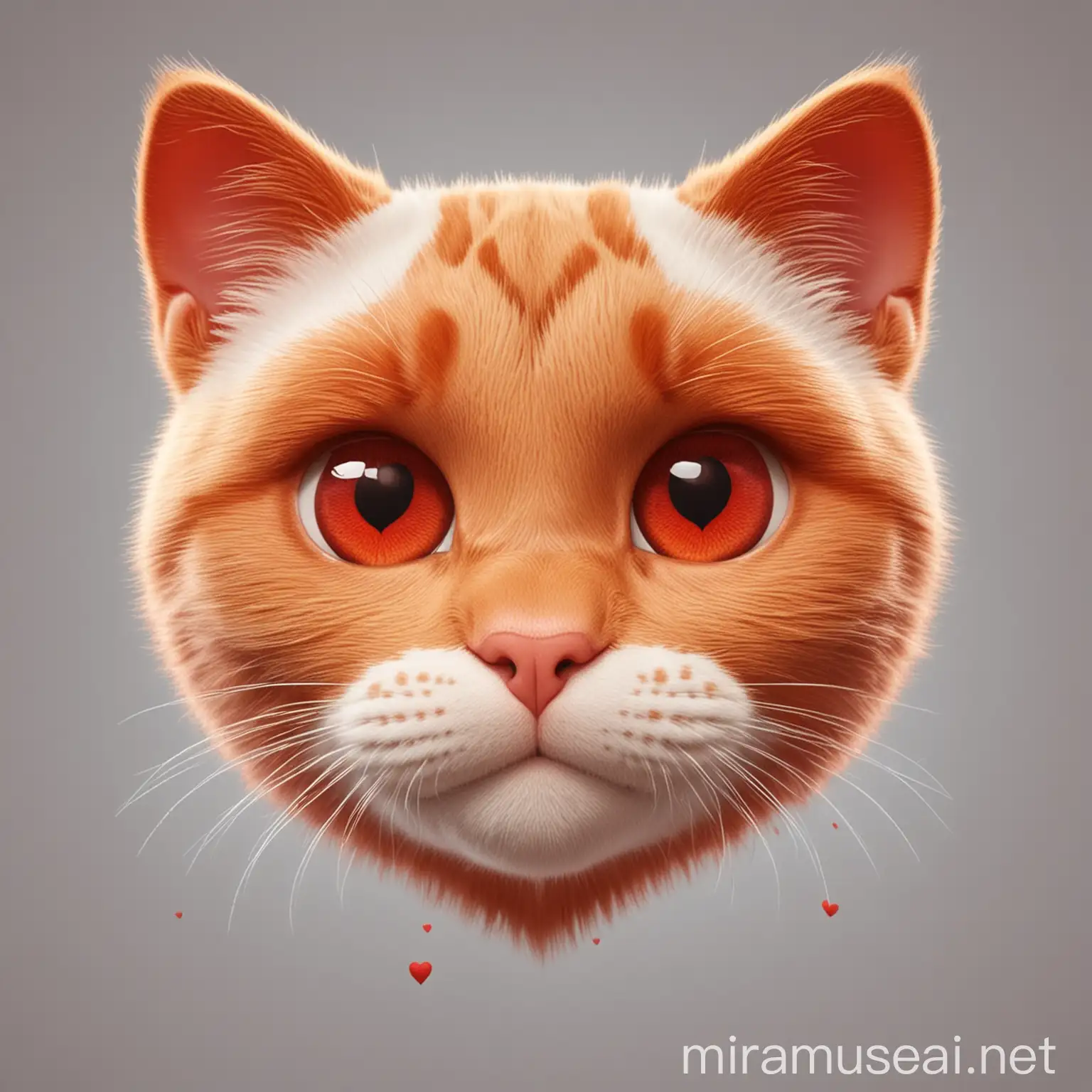 Loving Redhead Cartoon Cat with Hearts in Eyes