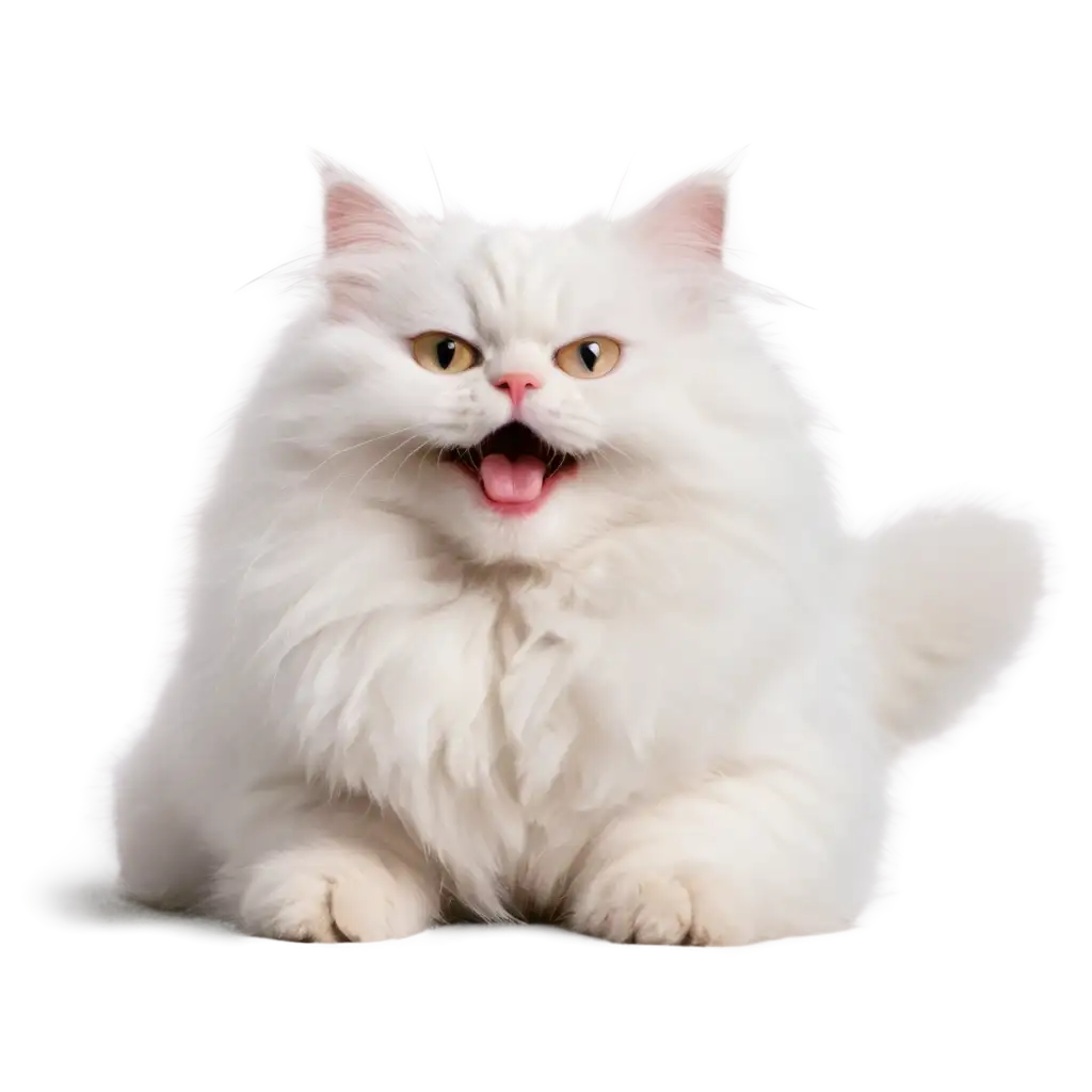 ultra happy fluffy white cat