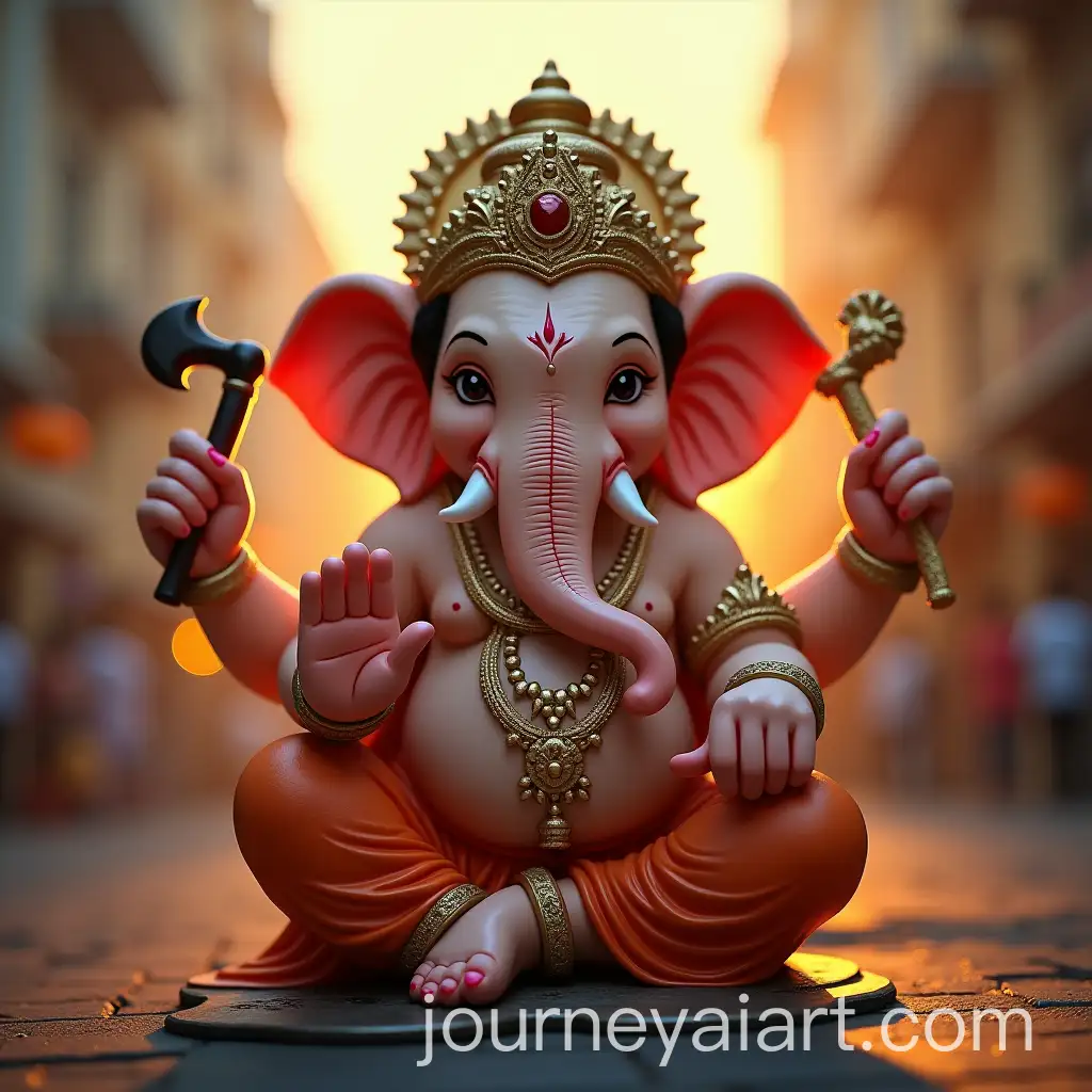 Lord-Ganesha-Statue-with-Festive-Finesse-and-Bokeh-Effect