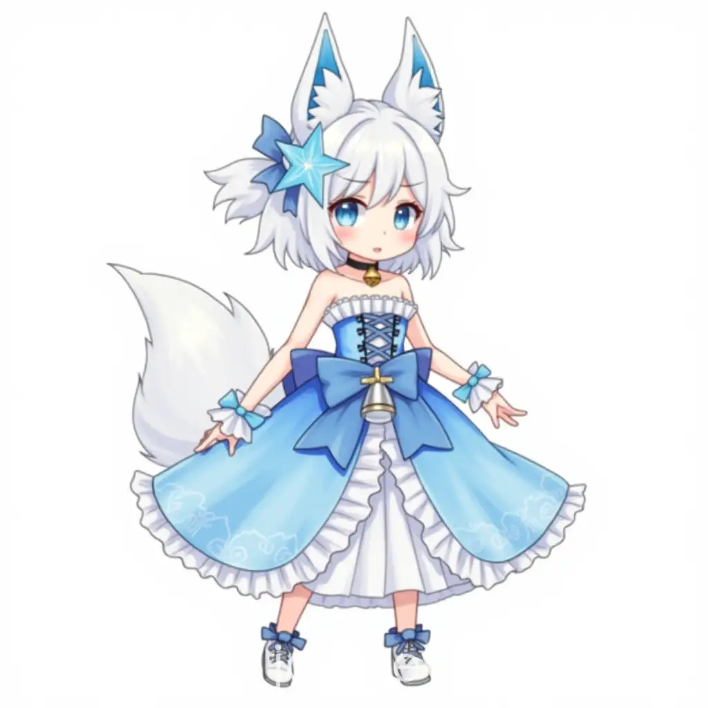Cute-Anime-Girl-with-Fox-Ears-and-Star-Hair-Clip-in-Watercolor-Style