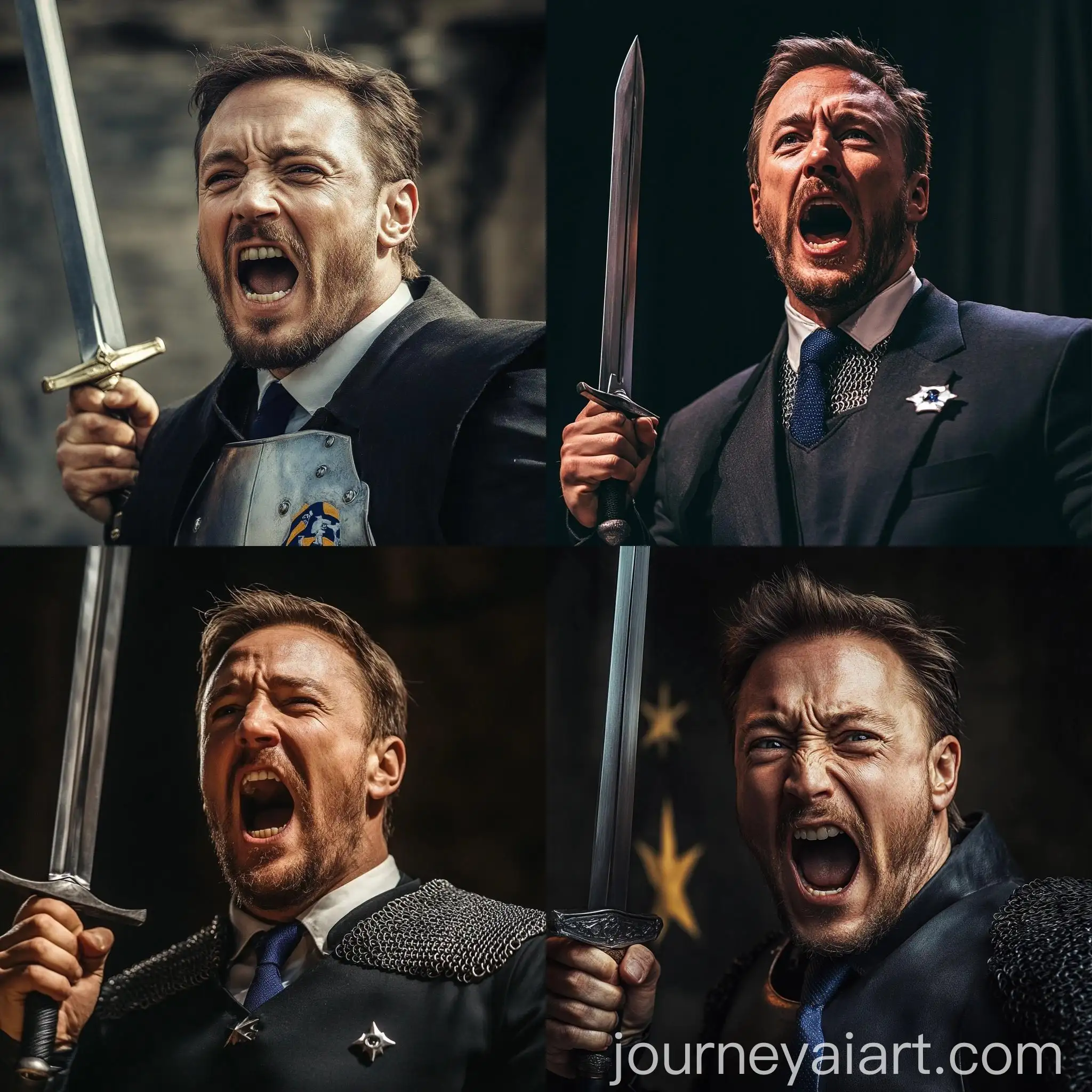 Medieval-Knight-Shouting-with-Sword
