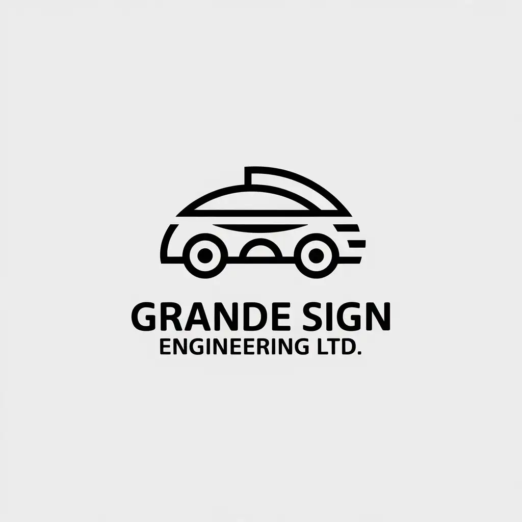 LOGO Design for Grande Sign Engineering Ltd Vehicle Half Car Half Train in Computer Screen Minimalistic Technology Theme