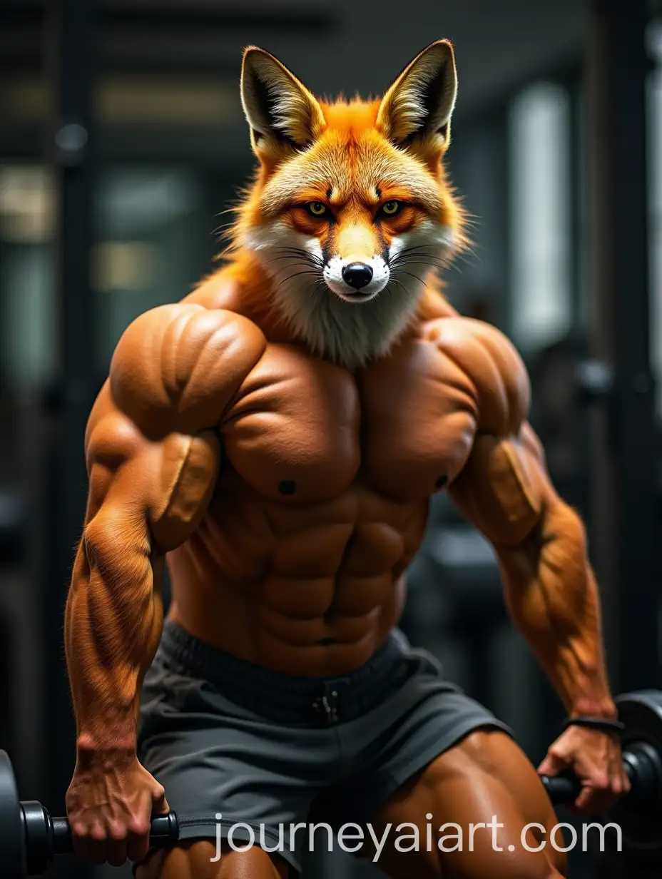 Muscular-Orange-Fox-Bodybuilder-Performing-Bench-Press-in-Gym