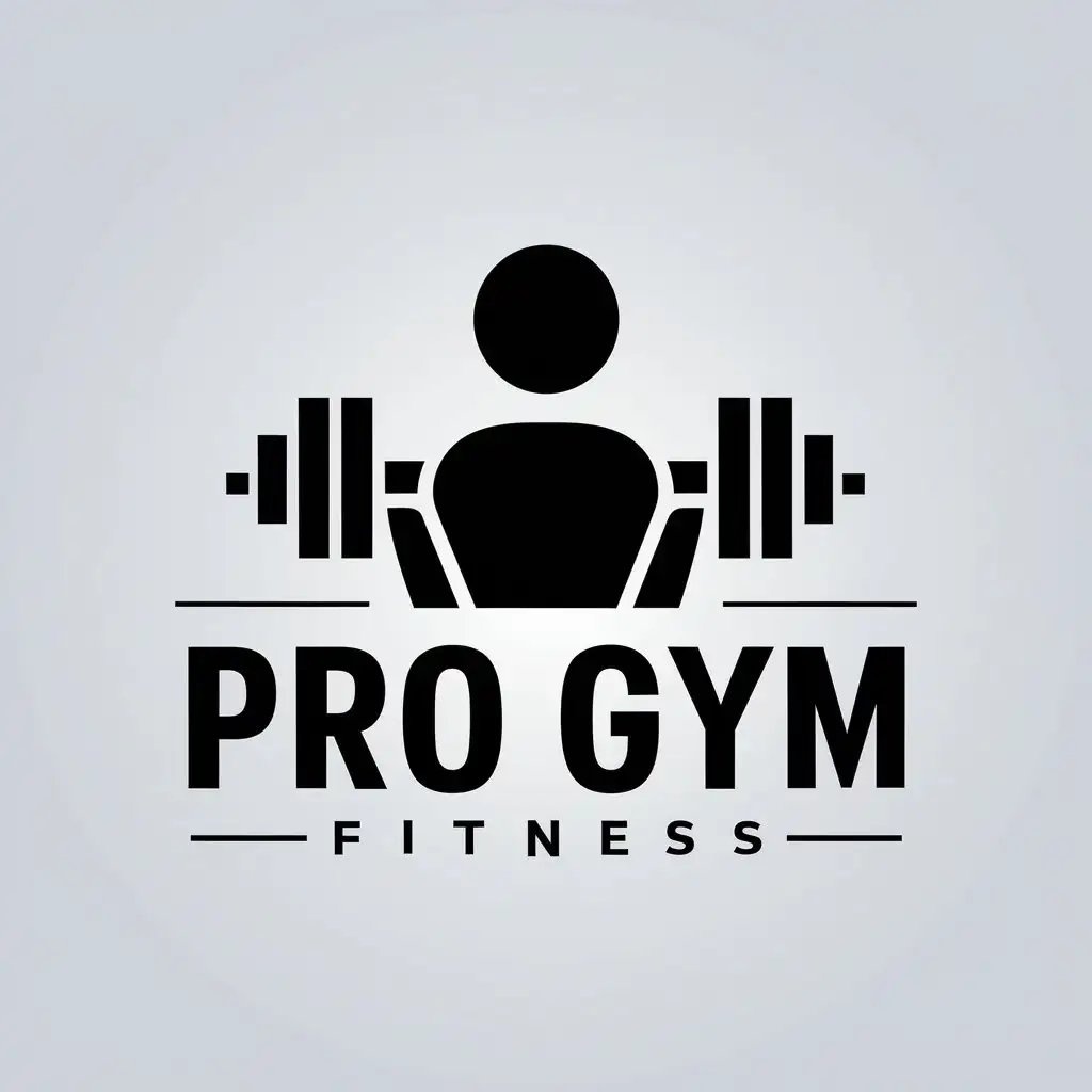 a vector logo design,with the text "Pro Gym", main symbol:a person with dumbbells,Moderate,be used in Sports Fitness industry,clear background