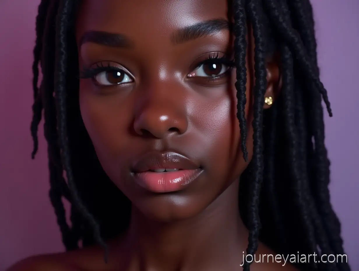 Woman-with-Dark-CarAI-Art-Prompt-Expansionamel-Skin-and-Neat-Dreadlocks-in-Beautiful-Pink-Purple-and-Blue-Lighting
