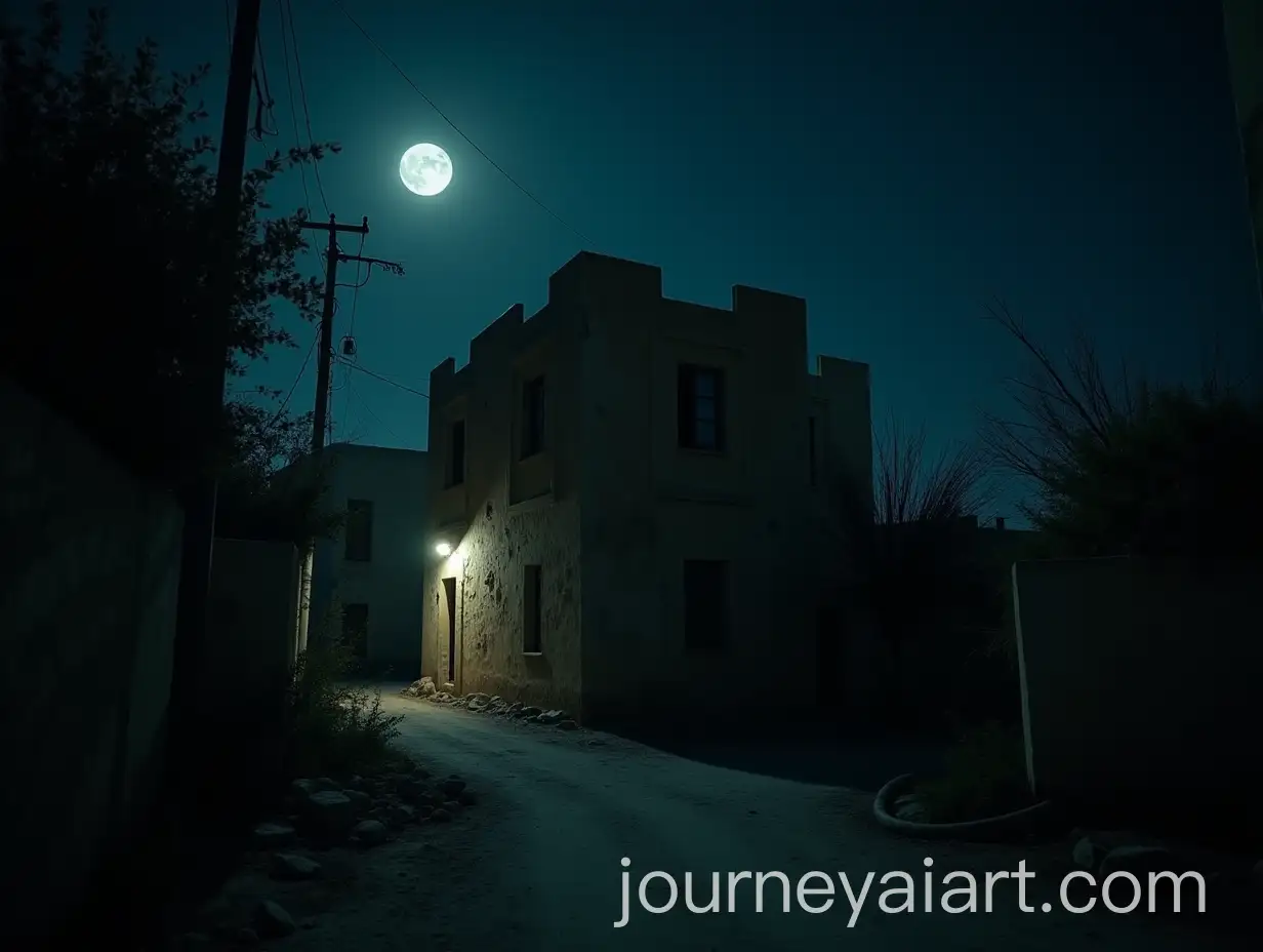 Abandoned-Egyptian-House-on-Narrow-Street-Under-Moonlight