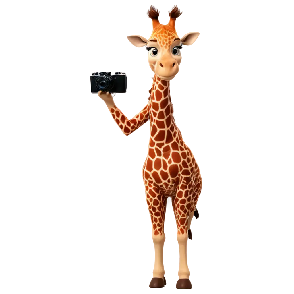 Cartoon-Giraffe-Taking-a-Photo-PNG-Image-Playful-and-Creative-Illustration