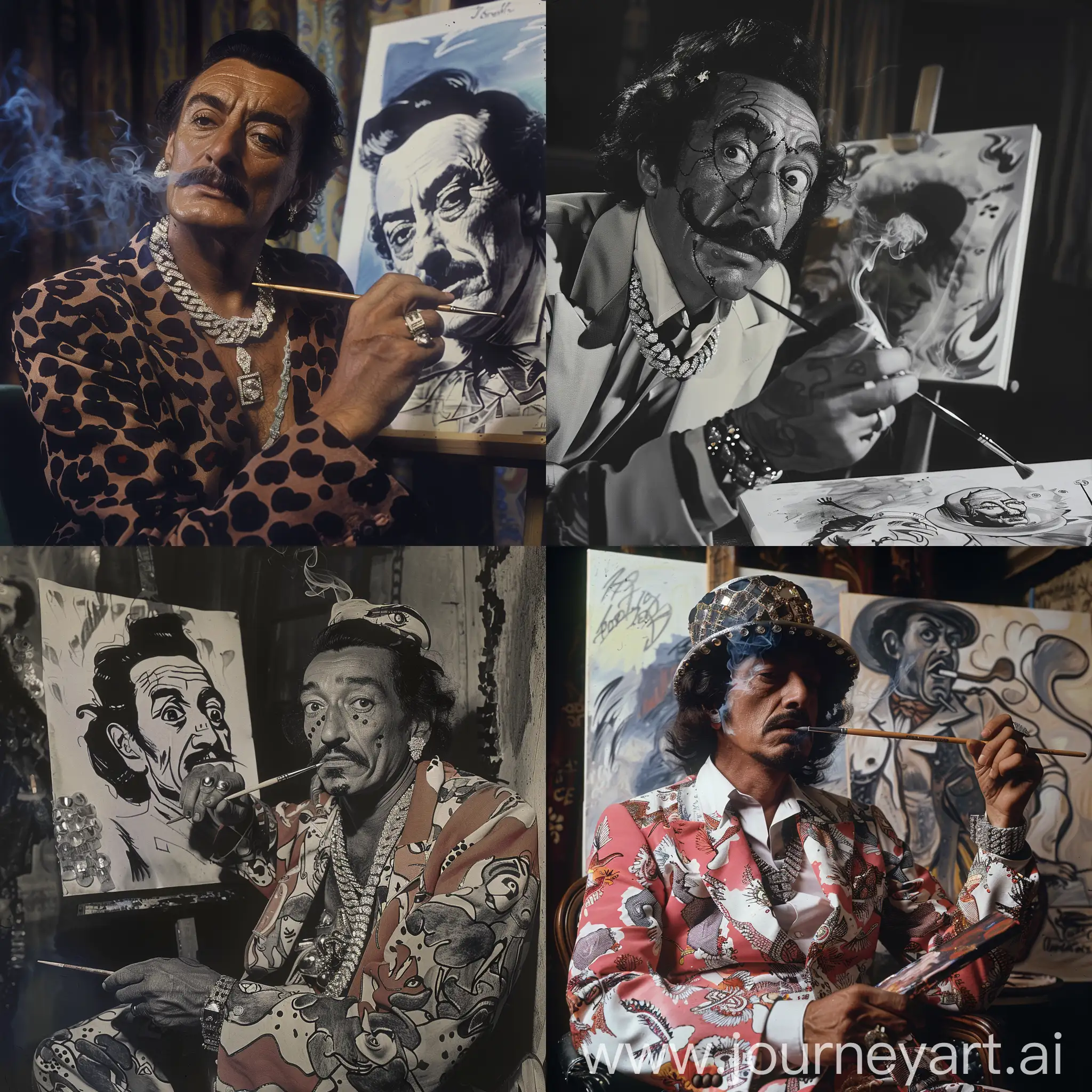 Salvador-Dali-Rapper-Portrait-Painting-with-Diamond-Chain