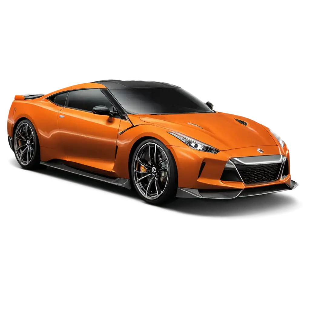 Sleek-Orange-Nissan-Sports-Car-PNG-HighImpact-Glossy-and-Dynamic-Design-for-Modern-Posters