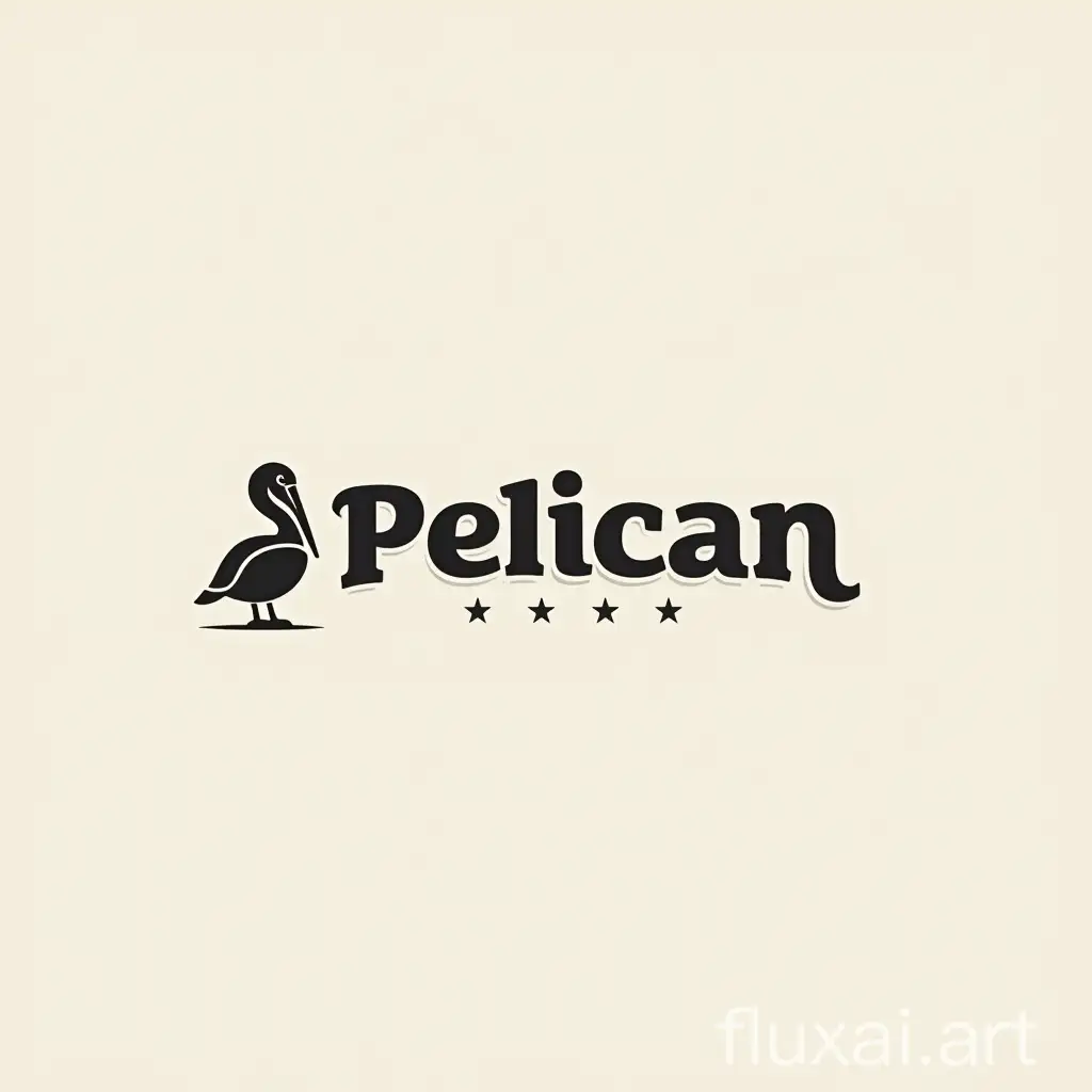 vector logo design with the text 'Pelican', the main symbol: pelican, camper, minimalistic, clean background