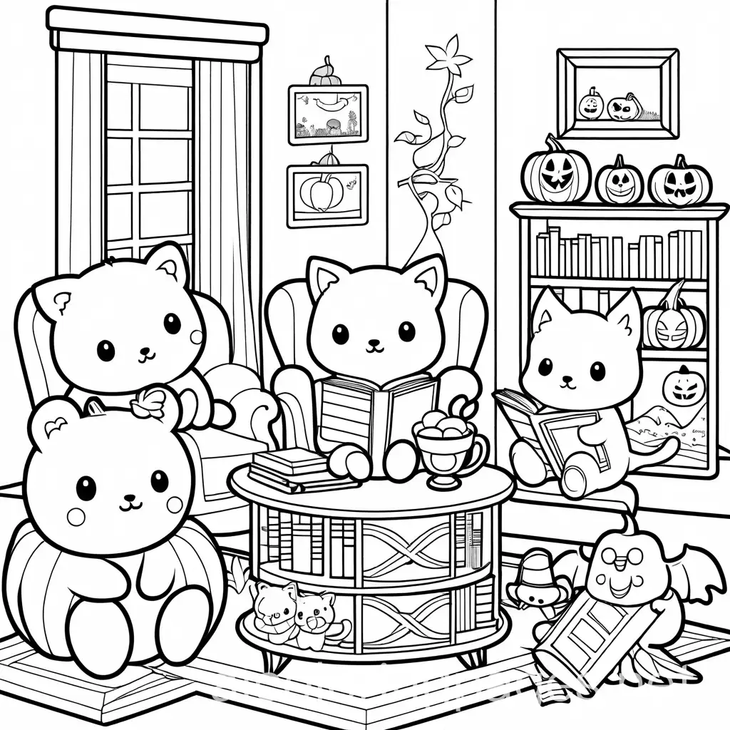 Cozy-Halloween-Chibi-Animals-Reading-with-Decorations