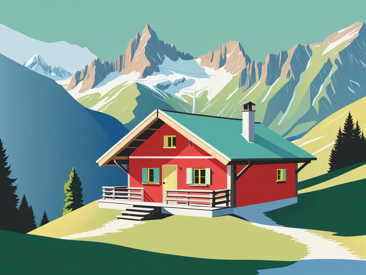 Charming-Alpine-Hut-Surrounded-by-Lush-Pastures-in-the-Alps