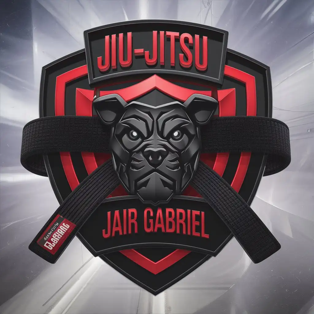 LOGO Design For JiuJitsu Black and Red Belt Pitbull Shield by Jair Gabriel 3D