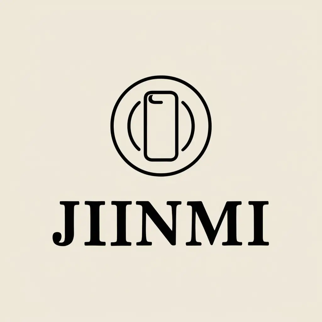 a vector logo design,with the text "Jinmi", main symbol:cell phone case,Moderate,clear background